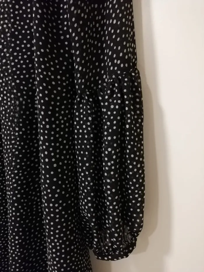 Robe tunique bleue marine pois blancs Zara t.M - photo numéro 7