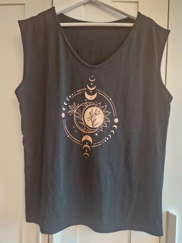 Débardeur noir XL, motifs lunes