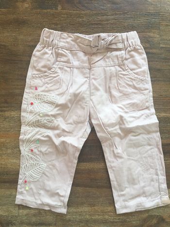 Joli pantalon rose clair/ motif fleur brodé/DPAM/9m