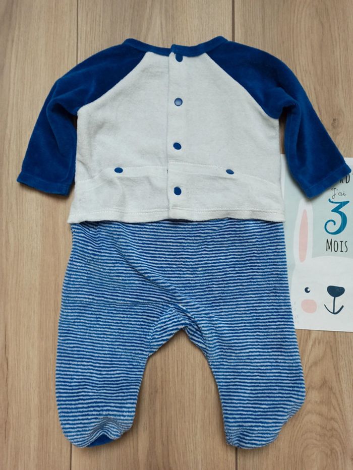 Pyjama velours bicolore 3 mois - photo numéro 2
