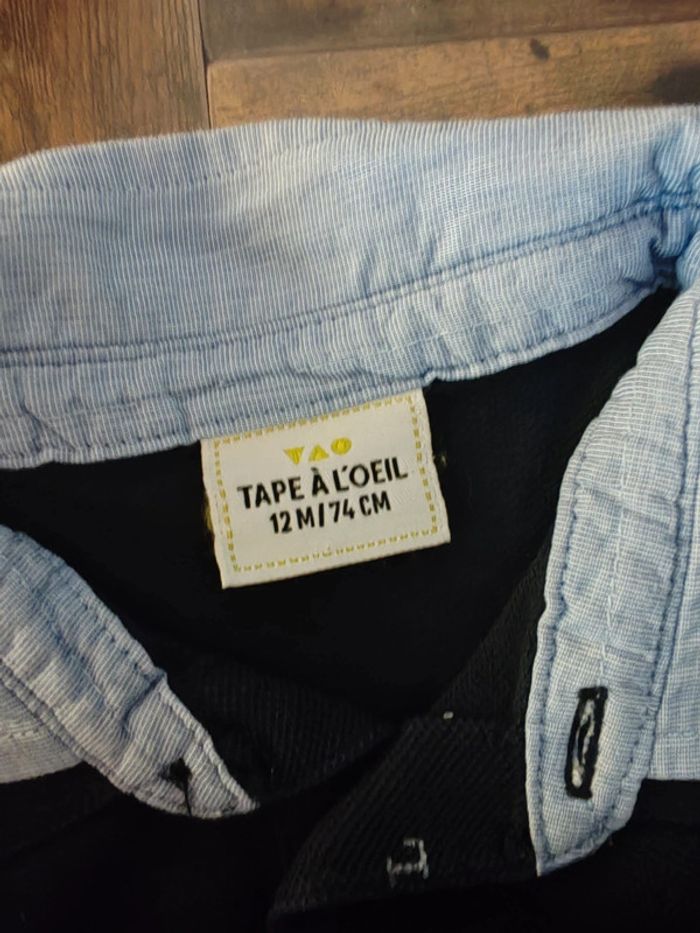 Ensemble garçon 12 mois t-shirt marine a motifs et jean Tao - photo numéro 5