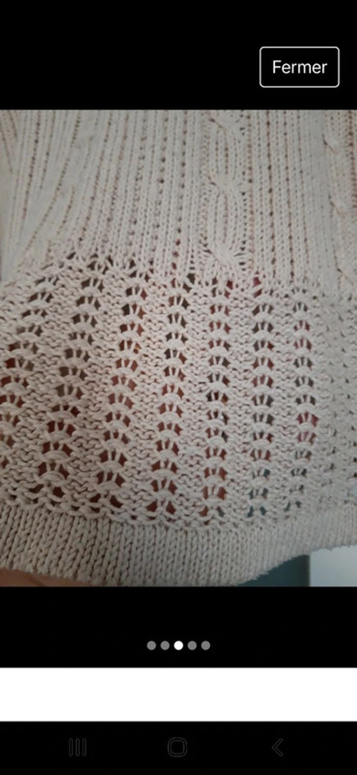 Pull beige ajouré - photo numéro 3