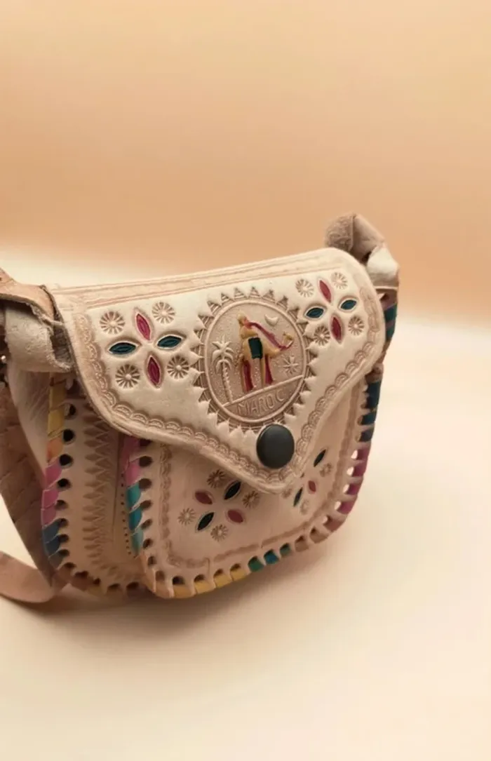 Petit sac à main artisanal Maroc, en cuir, artisanat - photo numéro 5