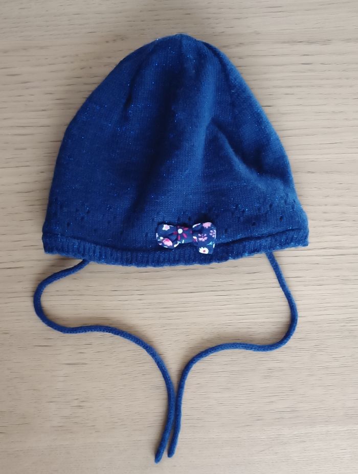 Ensemble bonnet + moufles Sergent Major doublé polaire taille 1 40 cm bleu marine pailleté fille - photo numéro 3