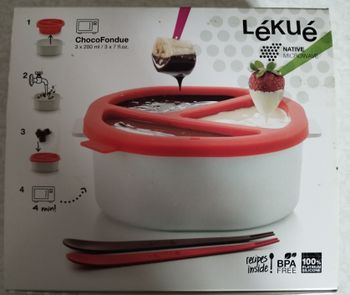 Fondue au chocolat micro-ondes Lékué Sans BPA 4 Pics, notices et recettes inclus