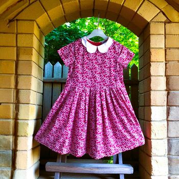 JACADI - NEW - ROBE FILLE IMPRIMÉ LIBERTY, COL PÉTALES & PLIS SUR LE BAS 8A