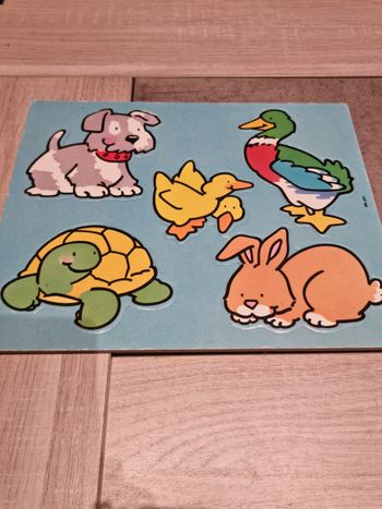 Puzzle cartonné vintage 5 pièces animaux de la ferme