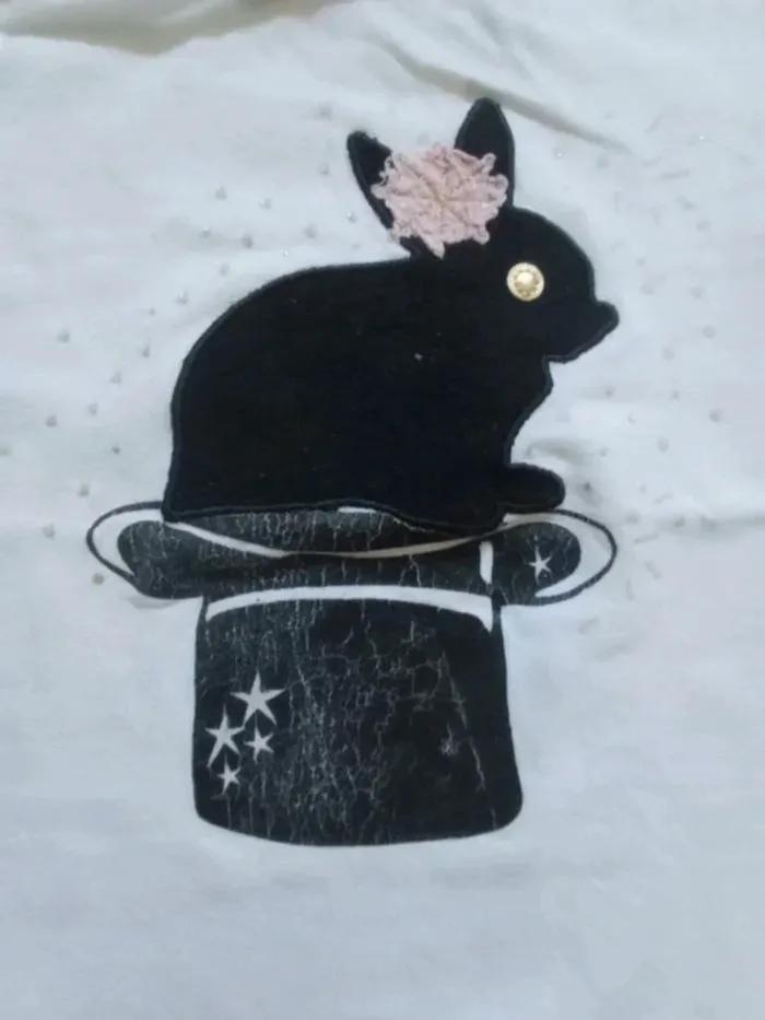 Tee-shirt fille blanc lapin noir Gémo 3 ans - photo numéro 2