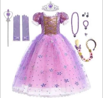 Deguisement princesse raiponce paillette et ces accessoires Taille 5-6ans