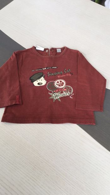 Tee shirt bordeaux rayé 24m