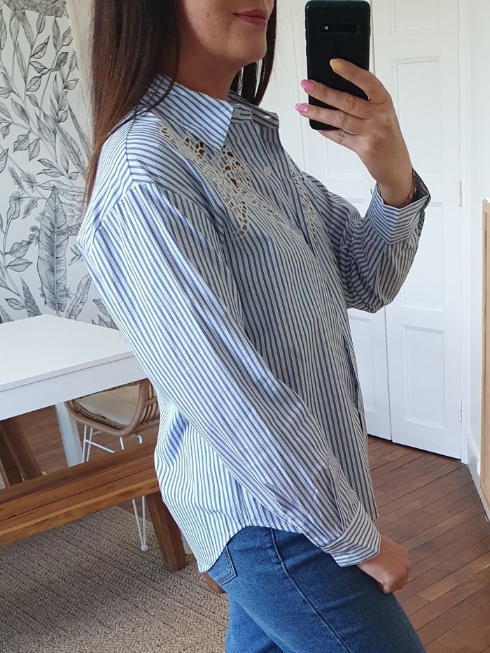 Chemise rayée bleu/blanc Lorient Taille S/M - photo numéro 4
