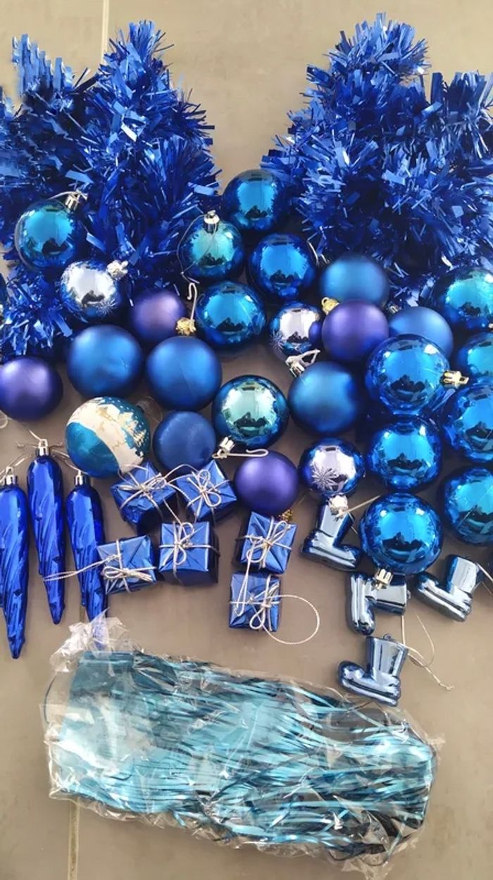 Gros lot de décorations bleu pour sapin de Noël - photo numéro 9