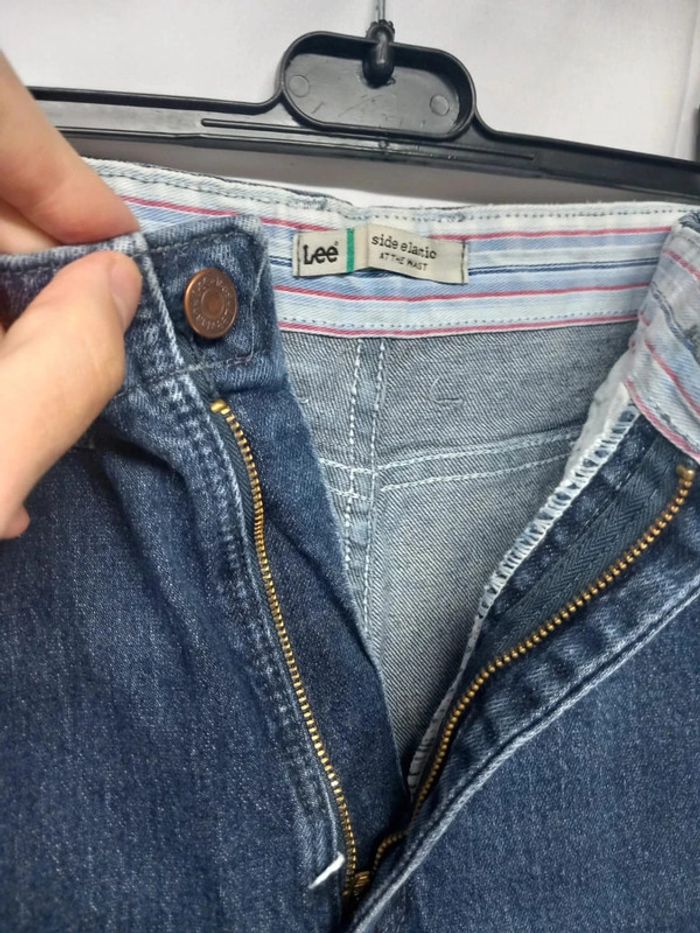 Jeans taille haute Lee vintage Bleu foncé en coton - photo numéro 5