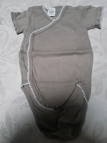 Body bébé fille 3 mois DPAM porte feuille beige marron élégant manches courtes