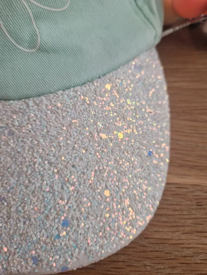 Casquette vert d'eau à paillettes T.52cm - photo numéro 2