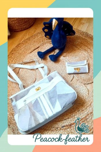 Sac à main cuir patchwork avec porte monnaie