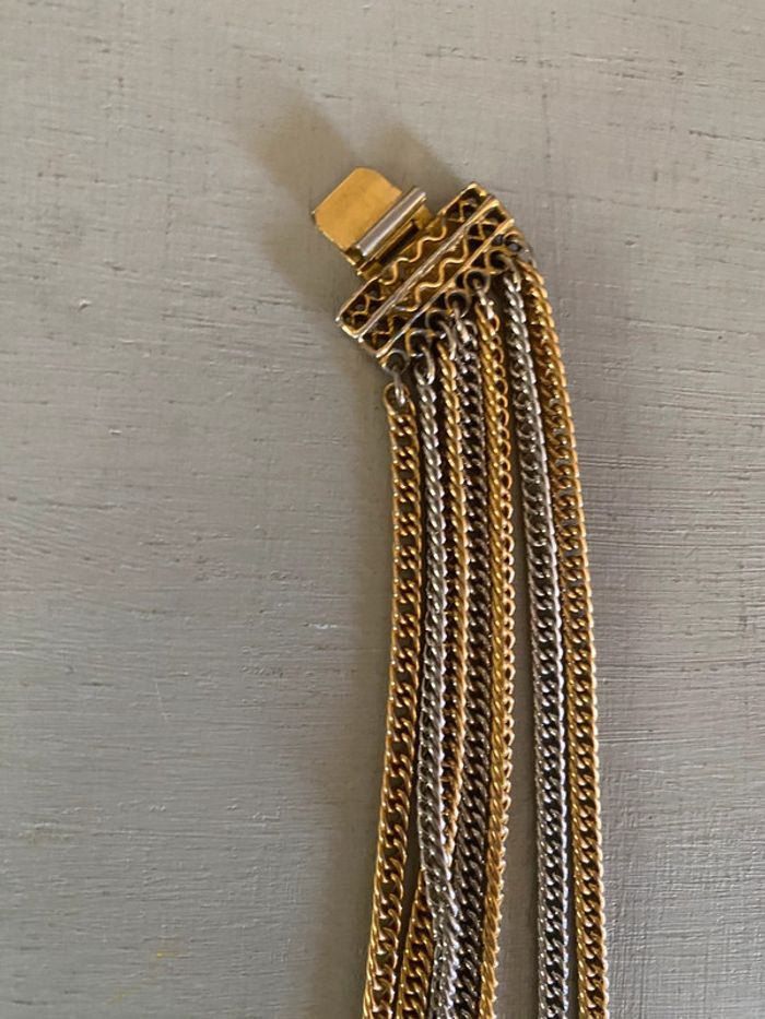 Collier sautoir à plusieurs chaînes en métal argenté et doré - photo numéro 11