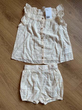 Ensemble coton blanc cassé / crème 3/4 ans Neuf