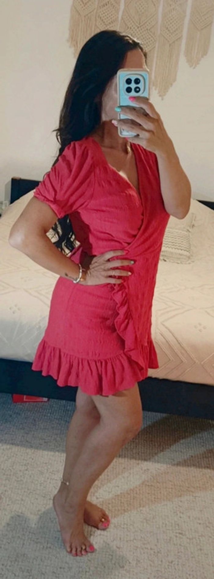 Robe d'été Mango portefeuille rose fuchsia M
