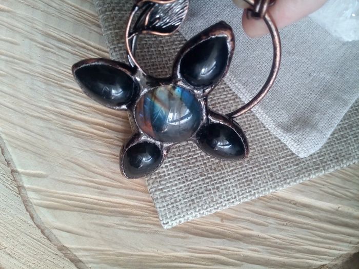 Collier de protection en pierres naturelles d'obsidienne et de labradorite - photo numéro 4