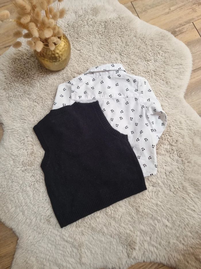 Chemise motif Note + pull 6 mois - photo numéro 4