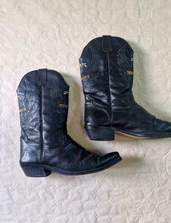 Santiag cuir noir , homme , noir , motif aigle gravé  , taille 44