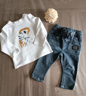 Ensemble T Shirt manches longues/ jean Kiabi 6 mois