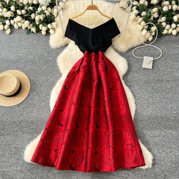 Robe Noir & Rouge – Jupe Évasée ✨ XL