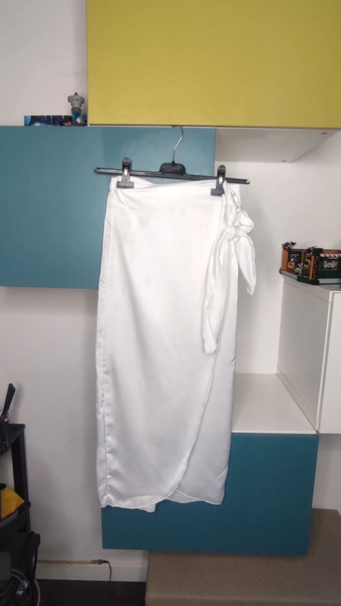 Jupe blanche satinée Lovy Pop, Taille Unique