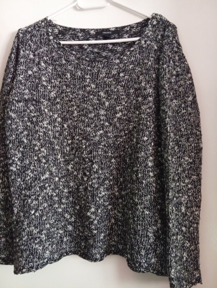 Pull noir chiné