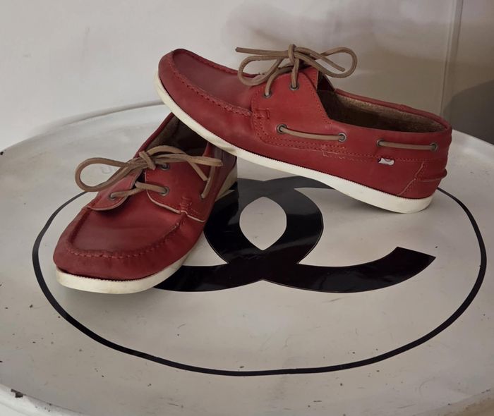 SERGE BLANCO Chaussures Bateau 42 Cuir Rouge – Modèle Iconique – Très Bon État