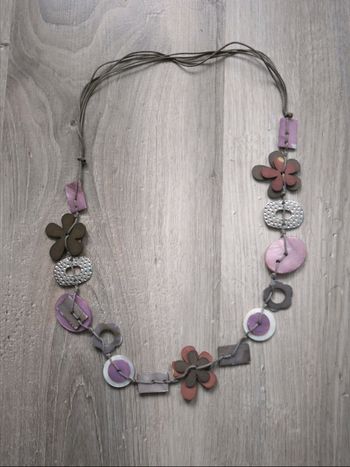 Collier fantaisie violet et marron