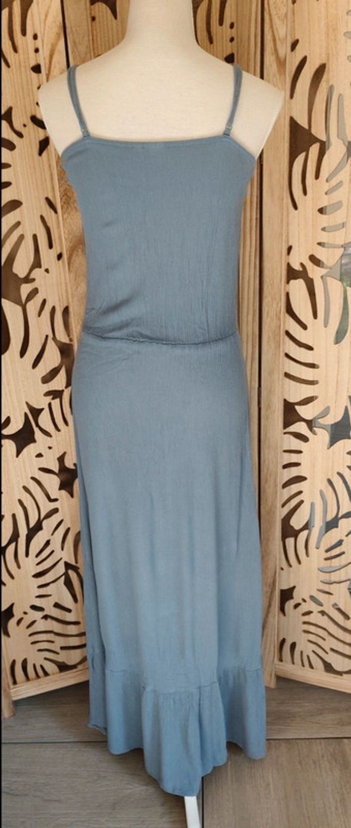 Robe longue fluide fines bretelles bleu-gris Taille S ICHI - photo numéro 4