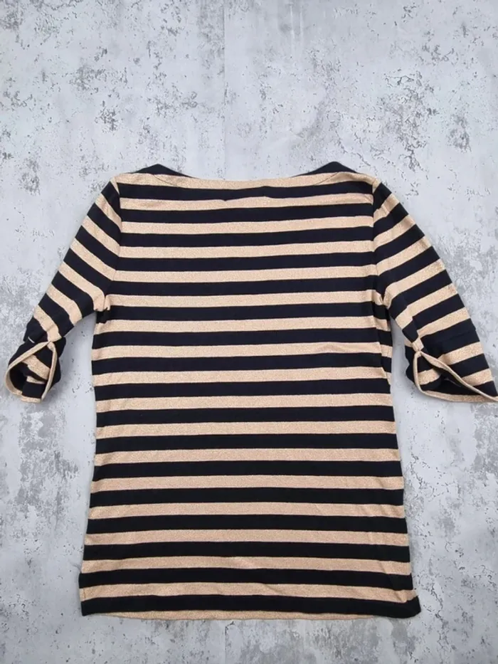 T-shirt rayé doré et noir Lauren Ralph Lauren – Taille M Femme (mesures en photos) - photo numéro 4