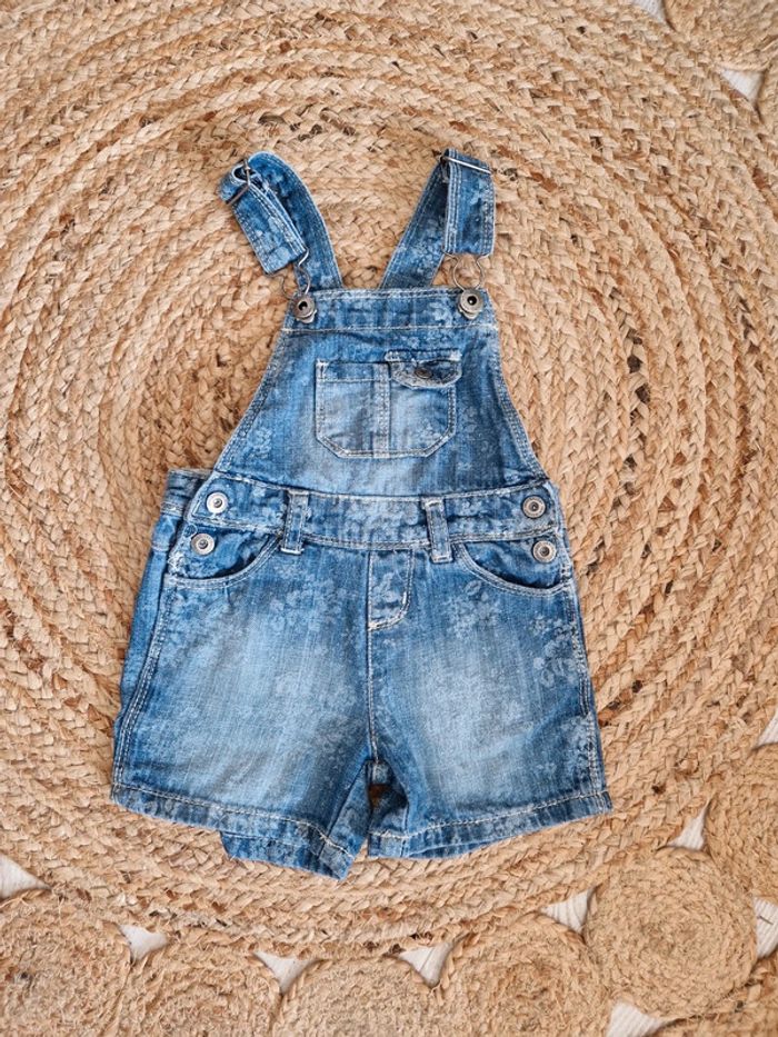 Salopette courte en jeans délavé fleurie Verbaudet🍓2 ans🍓