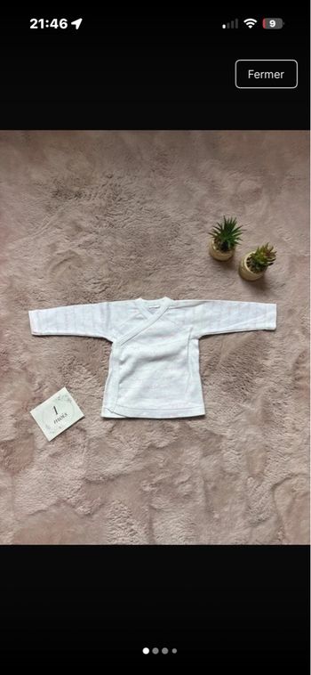 Pull bébé mixte 1 mois blanc croisé ouverture devant 👶 bon état