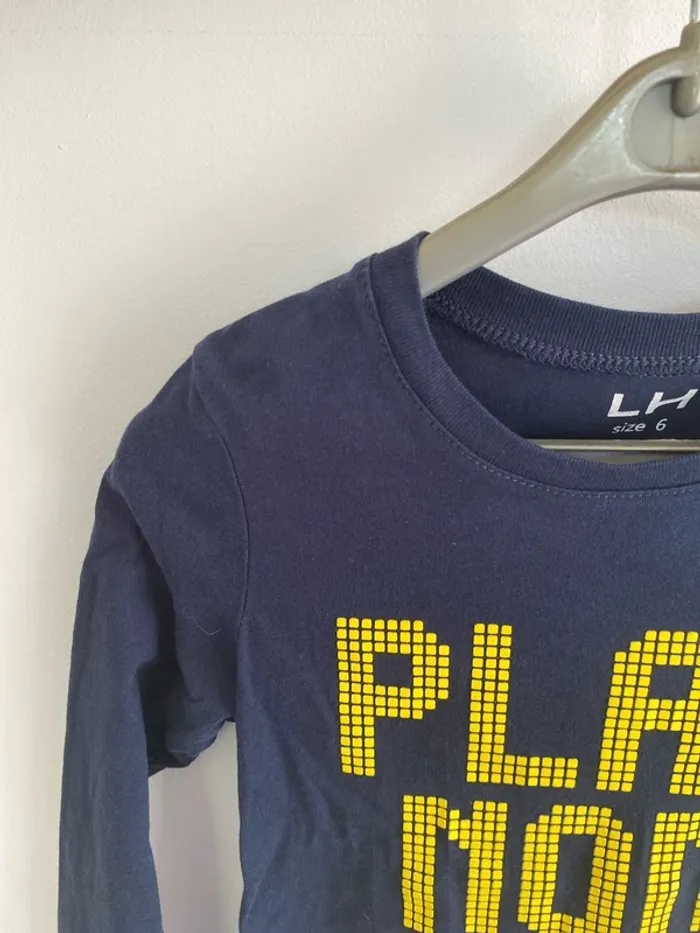 T-shirt manche longue la halle marine et jaune - photo numéro 3