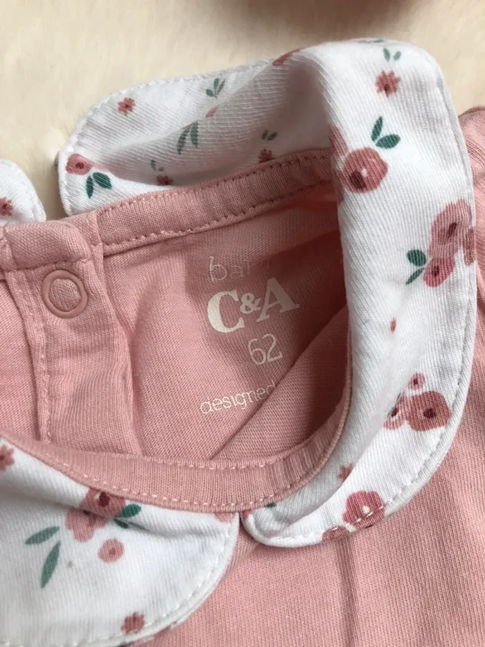 Ensemble legging et haut manches longues col fleuri 3 mois 62cm - H&M et C&A - photo numéro 2