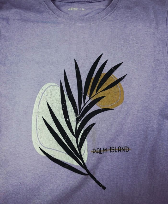 T-shirt manches courtes " Palm Island " mauve Garçon taille 10 ans marque Gemo 🎸 - photo numéro 5