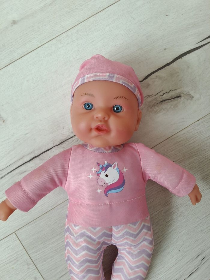 Poupée poupon rose avec top licorne 30 cm Neuf - photo numéro 2