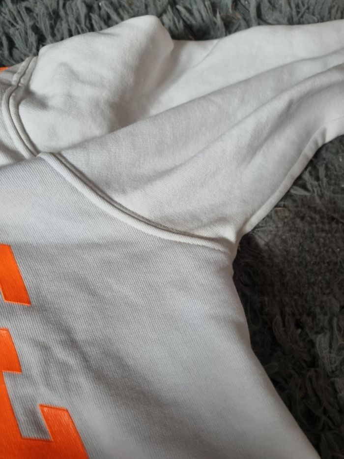 Sweat à capuche blanc et orange fluo taille M mixte - photo numéro 8