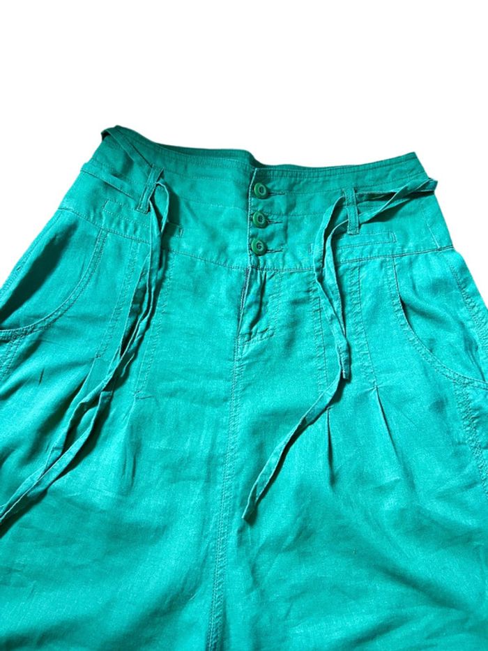 🌿Sarouel lin vert vintage taille 36/38 boho hippie ethnic festival green linen harem pants🌿 - photo numéro 10