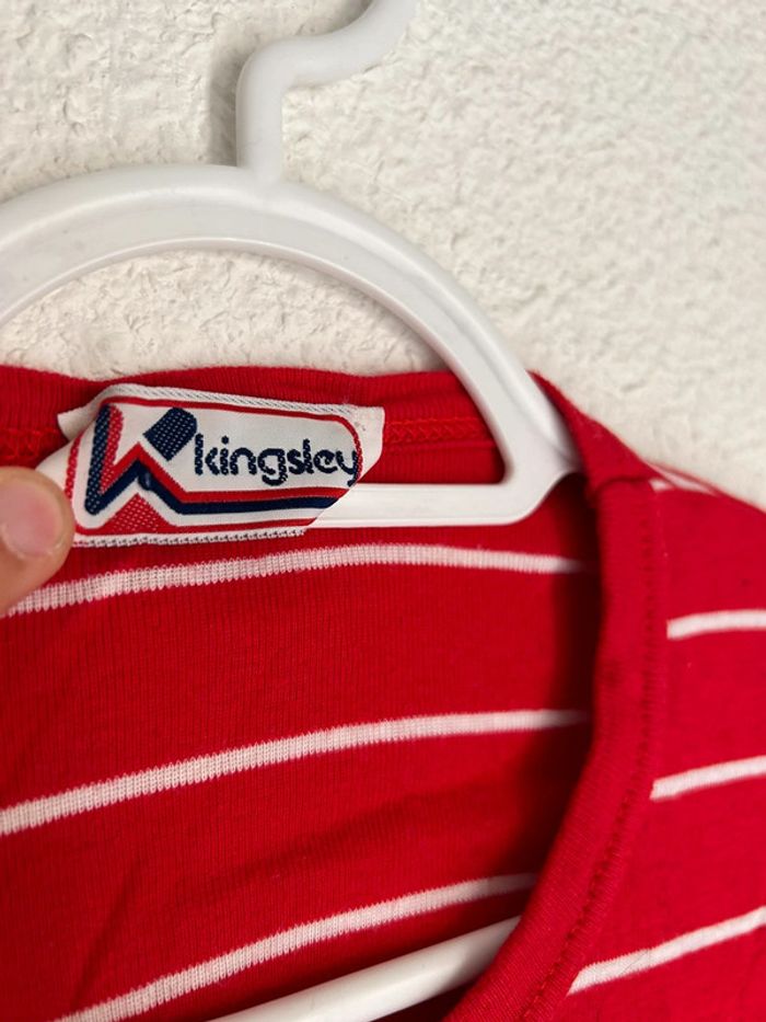 497 - t-shirt rayé blanc et rouge à manches courtes - photo numéro 2