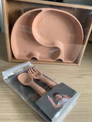 Coffret repas en silicone bébé rose Olele Olala