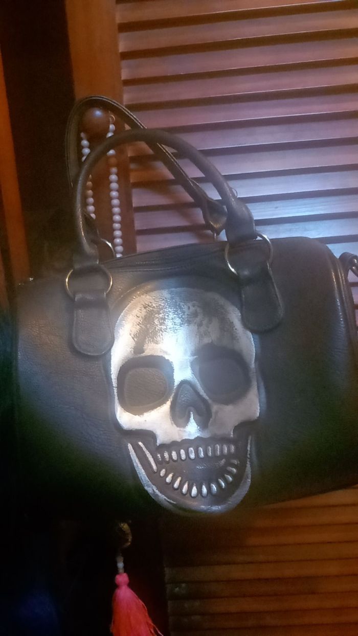 Lot de bottes talon compensé gothique punk pointure 41 +sac à main cuire tête de mort - photo numéro 4