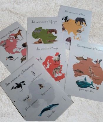 Carte des continents des animaux
