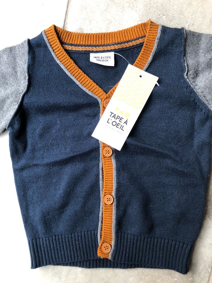 Gilet pull Tape à l’Oeil 3 mois / 59 cm neuf - photo numéro 2