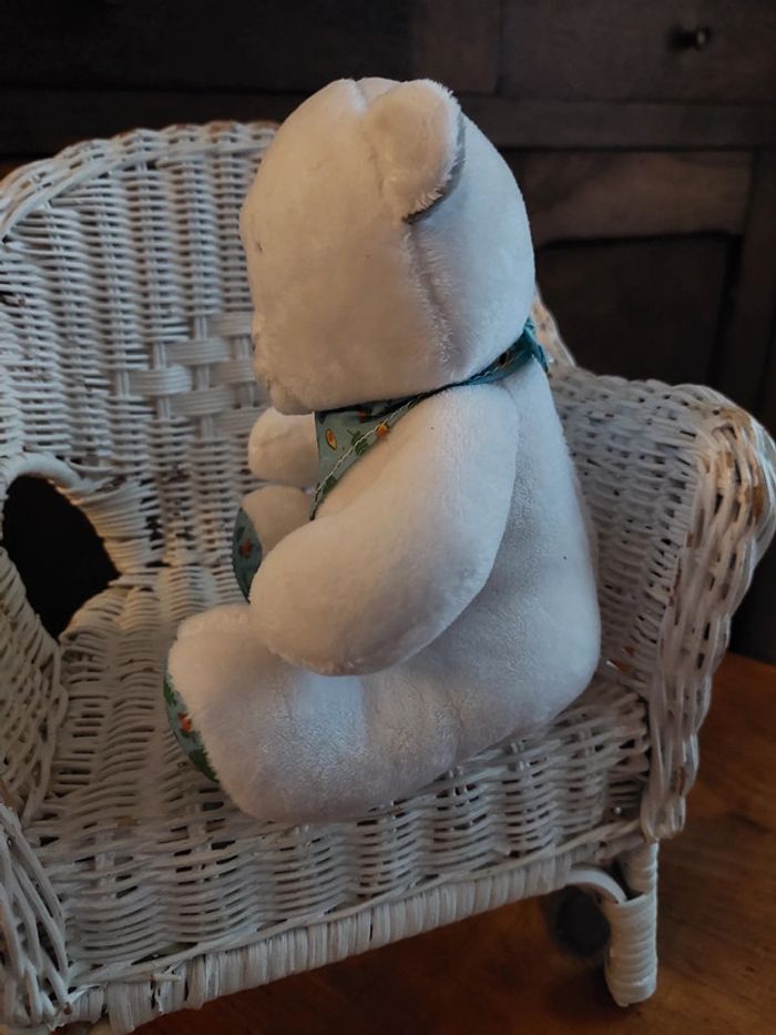 Peluche ours blanc et bandana Musti de Mustela - photo numéro 2