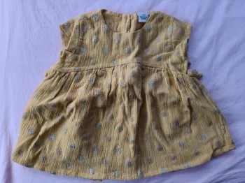 Robe manches courtes fille TAO moutarde étoiles 86 cm
