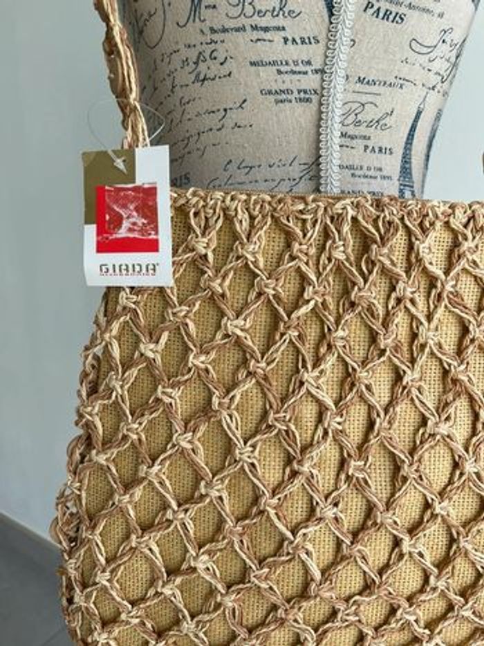 Moyen sac raphia (29x29cm) beige - photo numéro 3